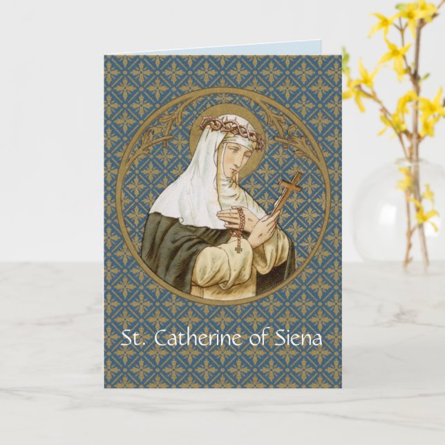 St. Catherine of Siena (BK 19) Blank Hälsning Kort (Gul blomma)