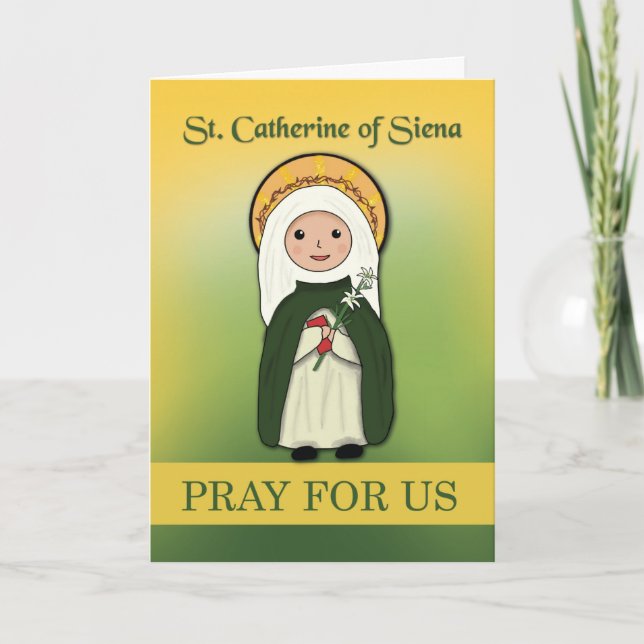 St. Catherine of Siena Feast Day Catholie Saint Kort (Framsida)