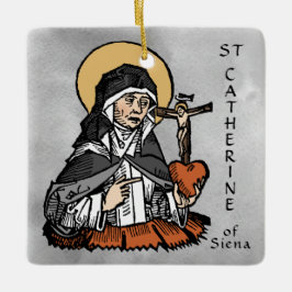 St. Catherine of Siena med Crucifix-Topped Heart Julgransprydnad Keramik