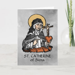 St. Catherine of Siena med Crucifix-Topped Heart Kort