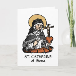 St. Catherine of Siena med Crucifix-Topped Heart Kort