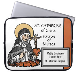 St. Catherine of Siena med Crucifix-Topped Heart Laptop Fodral