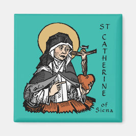 St. Catherine of Siena med Crucifix-Topped Heart Magnet