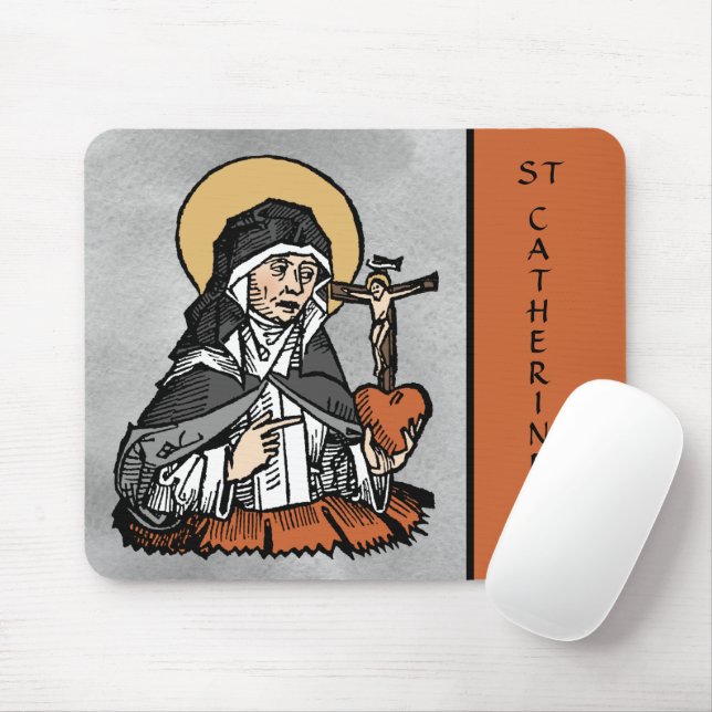 St. Catherine of Siena med Crucifix-Topped Heart Musmatta (Med mus)