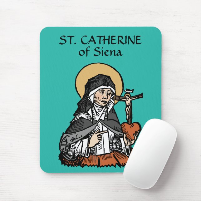 St. Catherine of Siena med Crucifix-Topped Heart Musmatta (Med mus)