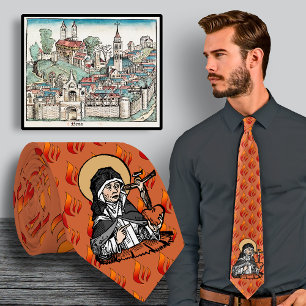 St. Catherine of Siena med Crucifix-Topped Heart Slips