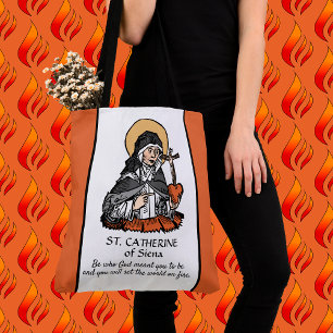 St. Catherine of Siena med Crucifix-Topped Heart Tygkasse