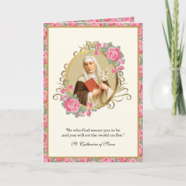 St. Catherine of Siena Religiösa Prayer Rosa ros Kort