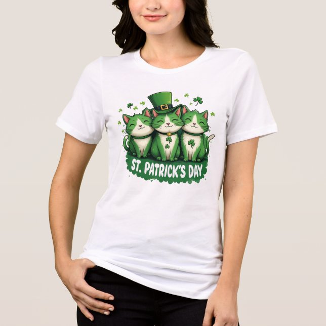 St. Catricks dag - Cute Cat Lover T Shirt (Framsida)