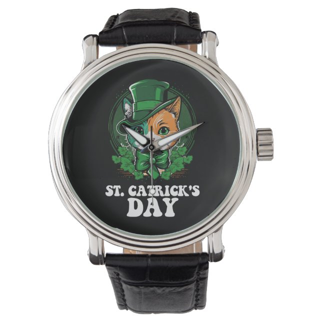 St Catricks dag Kattälskare St Patricks dag Armbandsur (Framsida)