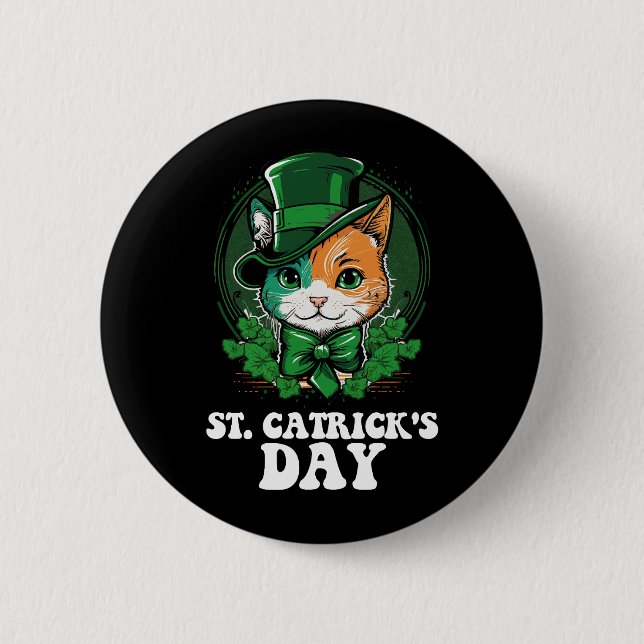 St Catricks dag Kattälskare St Patricks dag Knapp (Framsida)