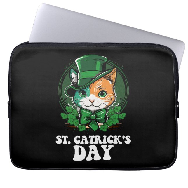 St Catricks dag Kattälskare St Patricks dag Laptop Fodral (Framsidan)