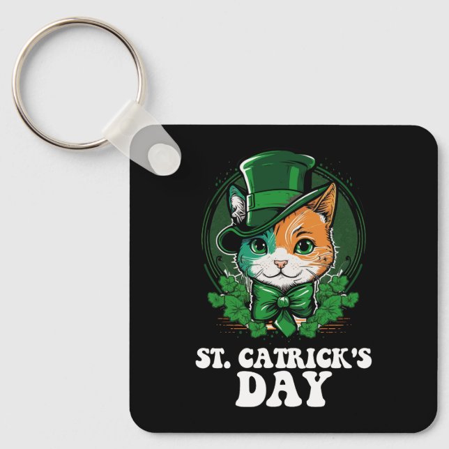 St Catricks dag Kattälskare St Patricks dag Nyckelring (Framsida)