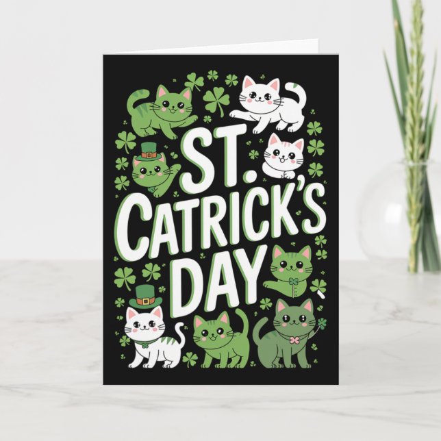 St. Catricks dag Lucky Cats Roliga Saint Paddy Day Kort (Framsida)