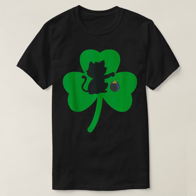 St Catricks Day a lustig Cat Celebring Saint Patt T Shirt (Design framsida)