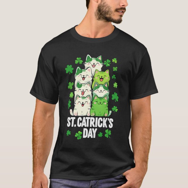 St. Catrick's Day - Cute Irish Cat St. Patrick's T Shirt (Framsida)