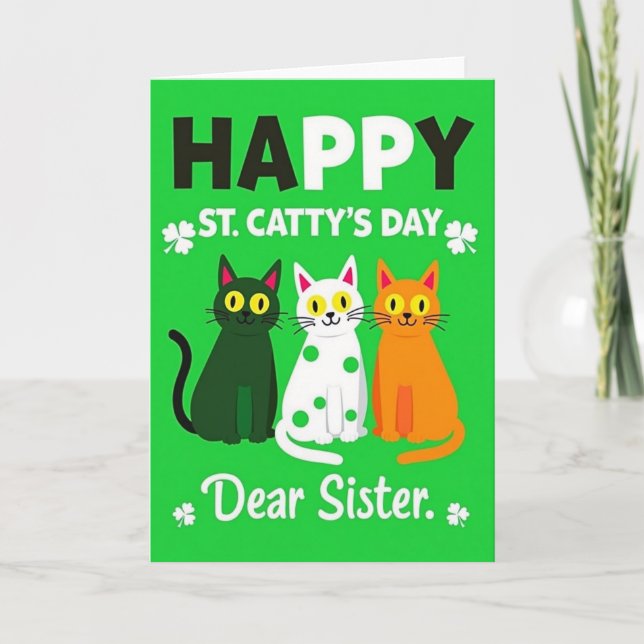 St Cattys Cats Sister Fun Card Kort (Framsida)