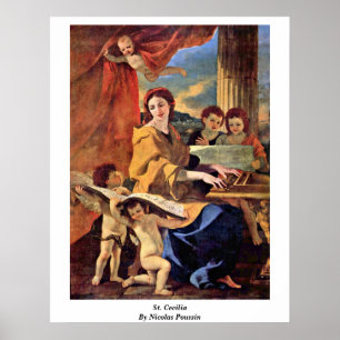 St Cecilia av Nicolas Poussin Poster
