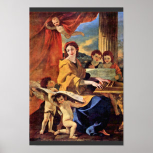 St Cecilia av Poussin Nicolas (bäst kvalitets-) Poster
