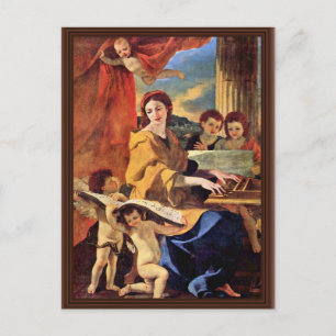 St. Cecilia från Poussin Nicolas (Bästa kvalitet) Vykort