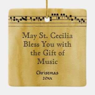 St. Cecilia med Hymn Board (Nürnberg) Julgransprydnad Keramik