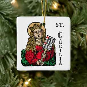 St. Cecilia med Hymn Board (Nürnberg) Julgransprydnad Keramik