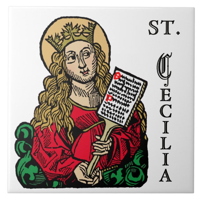 St. Cecilia med Hymn Board (Nürnberg) Kakelplatta (Framsidan)