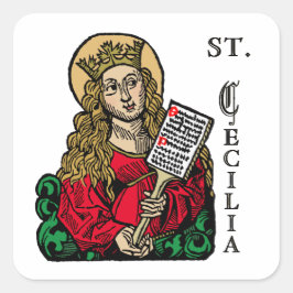 St. Cecilia med Hymn Board (Nürnberg) Sticker Fyrkantigt Klistermärke