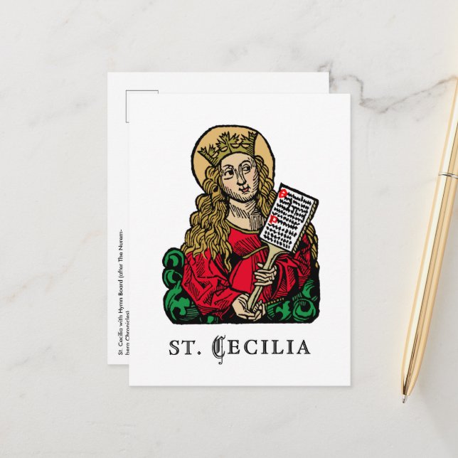 St. Cecilia med Hymn Board (Nürnberg) Vykort (Fram/Back In Situ)