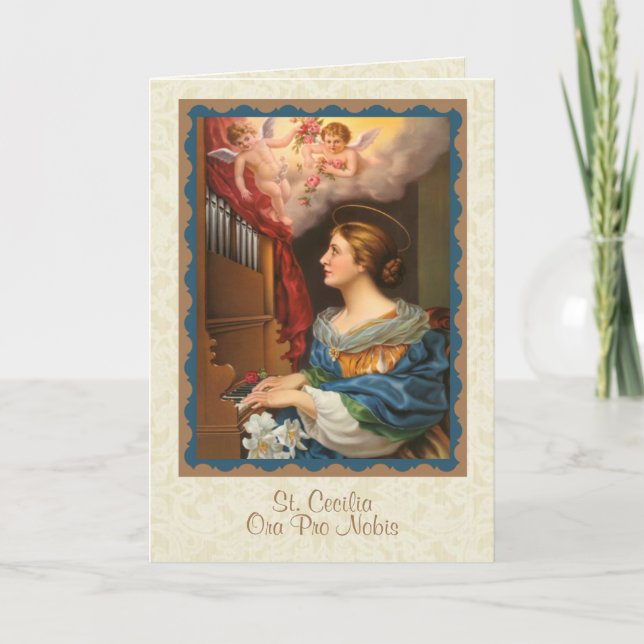 St. Cecilia Musician Religiösa Catholic Saint Kort (Framsida)