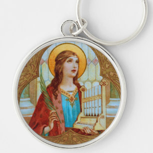 St. Cecilia of Rom (BK 003) Round Metall Rund Silverfärgad Nyckelring