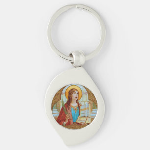 St. Cecilia of Rom (BK 003) Swirl Silverfärgad Nyckelring