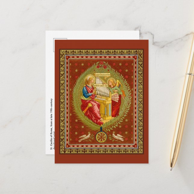 St. Cecilia of Rom (SNV 36) Lodrät Postcard Vykort (Fram/Back In Situ)