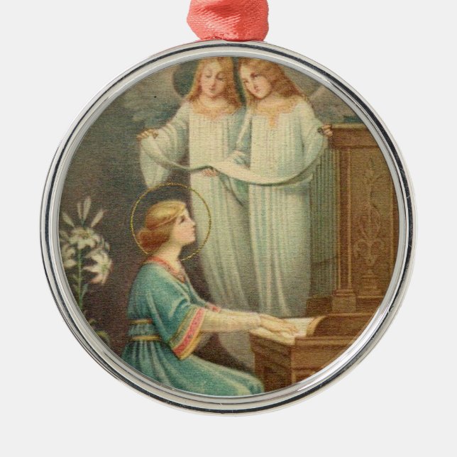 St Cecilia Patroness av musiker Julgransprydnad Metall (Framsidan)