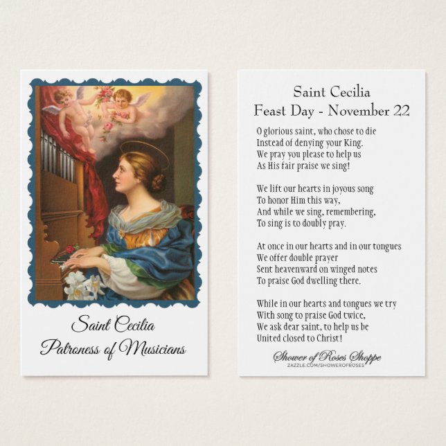 St. Cecilia Patroness of Musician - Heliga Card Visitkort (Framsida & baksida)