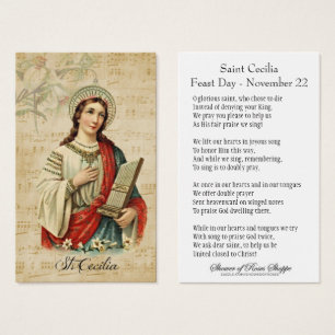 St. Cecilia Patroness of Musician - Heliga Card Visitkort