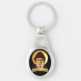 St. Charbel Gift Ovalt Silverfärgad Nyckelring