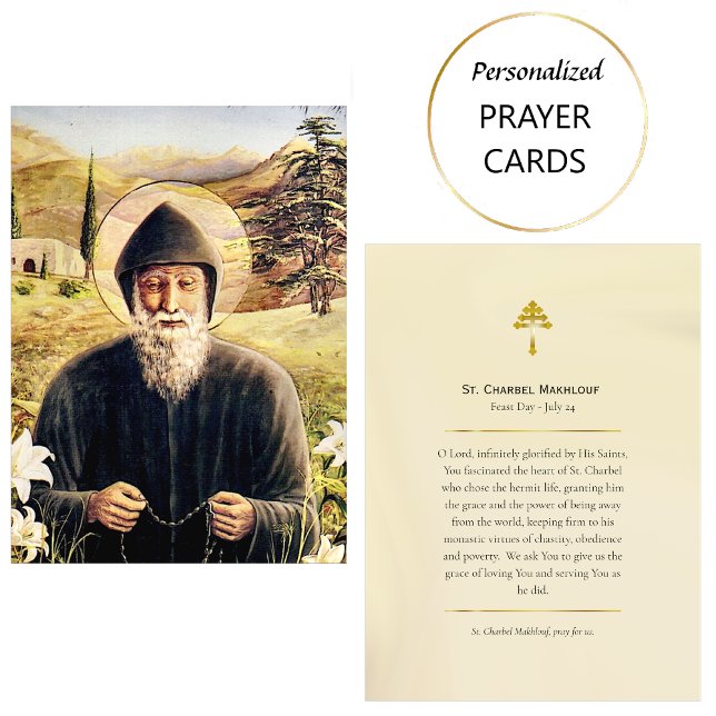 St. Charbel Makhlouf katolska bönekort          Placeringskort (Skapare uppladdad)