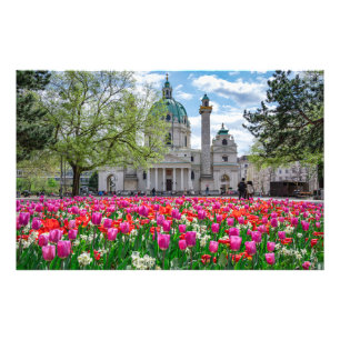 St. Charles Church i vår i Wien, Österrike Fototryck