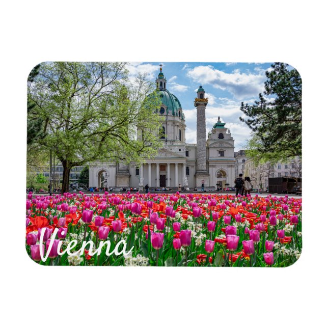 St. Charles Church i vår i Wien, Österrike Magnet (Horisontell)
