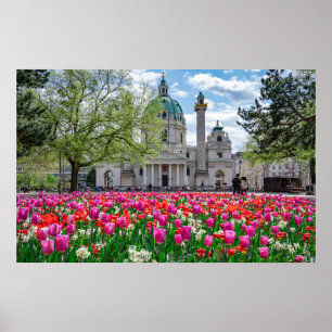 St. Charles Church i vår i Wien, Österrike Poster
