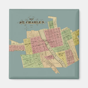 St Charles ILLINOIS 1871 KARTA FOX RIVER KANE COUN Magnet