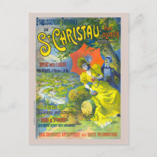 St Christau par Oloron Frankrike Vintage affisch 1 Vykort