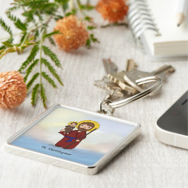 St. Christopher Feast Day Saint Fyrkantig Silverfärgad Nyckelring