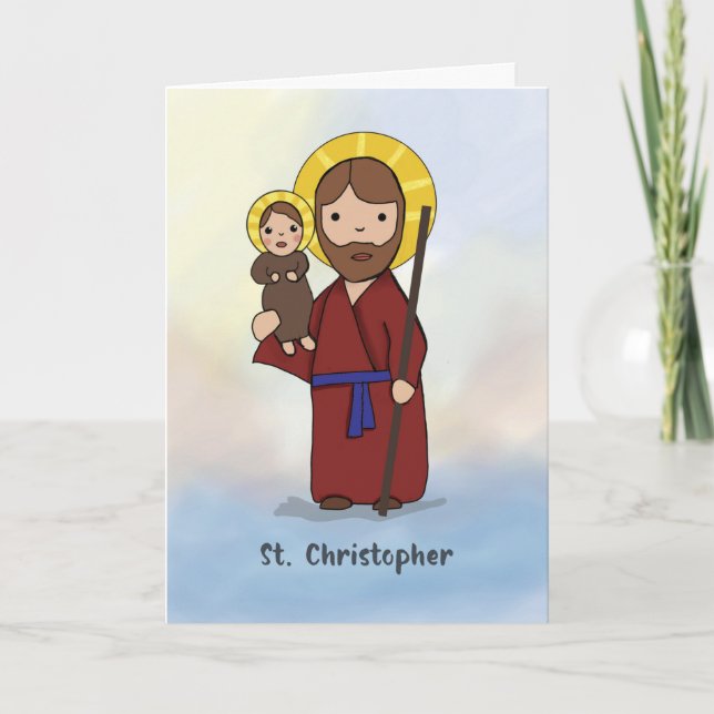 St. Christopher Feast Day Simple Catholic Saint Kort (Framsida)