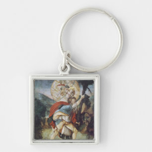 St Christopher Fyrkantig Silverfärgad Nyckelring