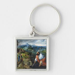 St Christopher Fyrkantig Silverfärgad Nyckelring