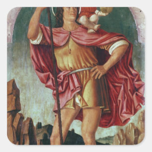 St Christopher Fyrkantigt Klistermärke