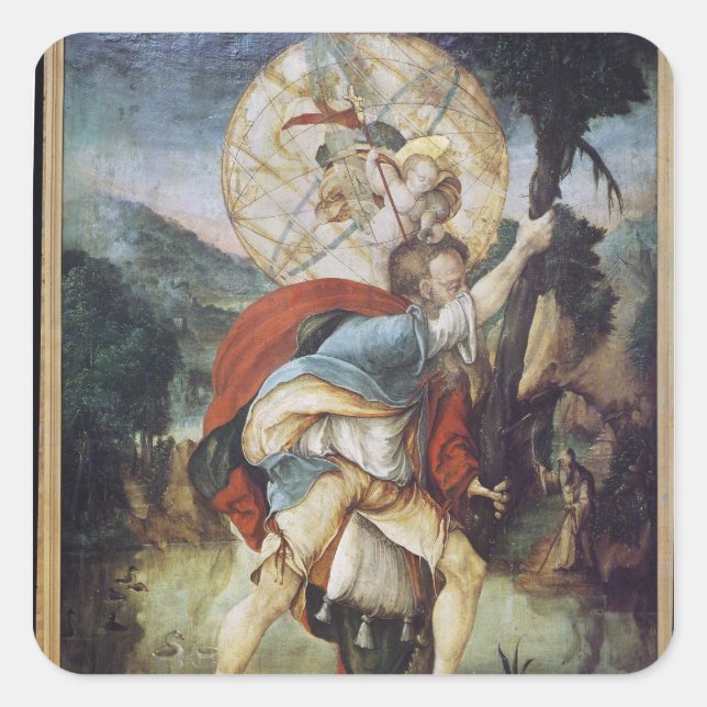St. Christopher Fyrkantigt Klistermärke (Framsida)