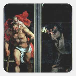 St Christopher och enslingen Fyrkantigt Klistermärke